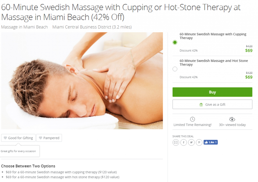 60-Minute Swedish Massage with Cupping or Hot-Stone Therapy at Massage in Miami Beach (42% Off)